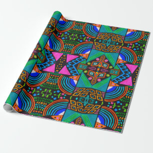 Papier Cadeau Dessin artistique africain. Motif aztèque sans cou