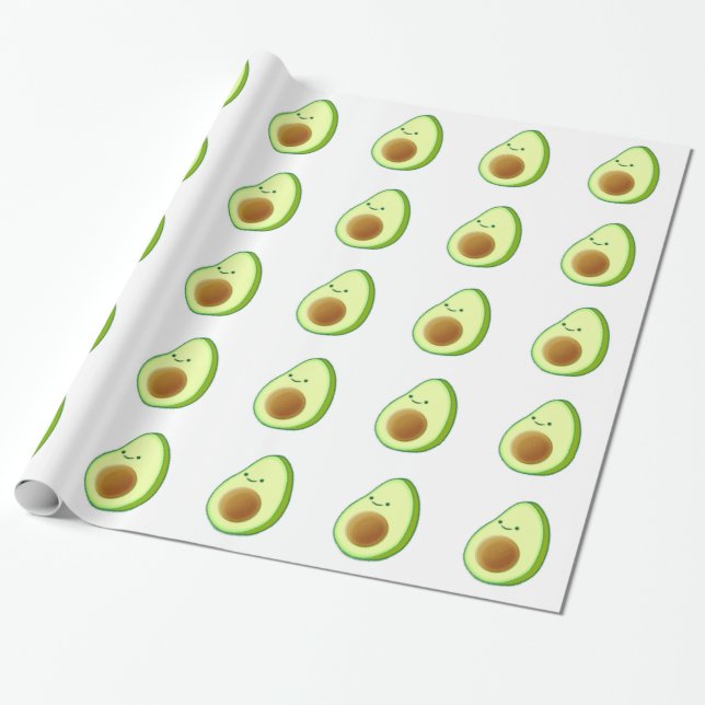 Papier Cadeau Dessin Avocado mignon (Déroulé)
