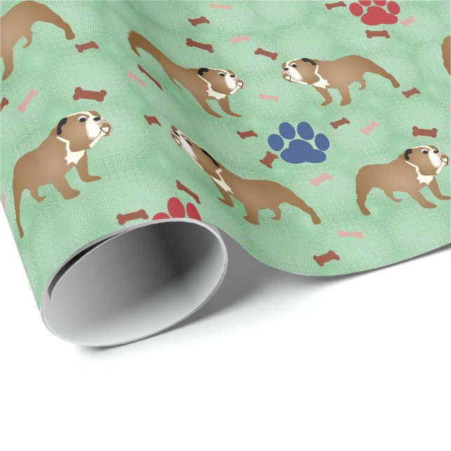 Papier Cadeau Dessin Bulldog Homme (Coin rond)