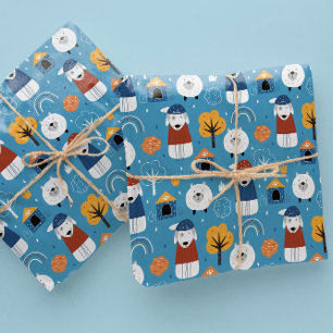 Papier Cadeau Dessin coloré chien fou doodles