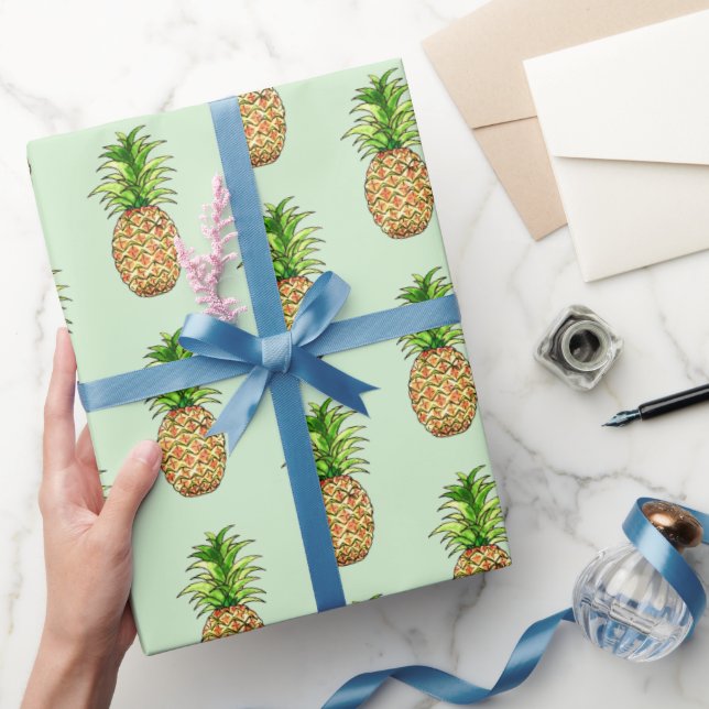 Papier Cadeau dessin d'ananas aquarelle (Cadeaux)