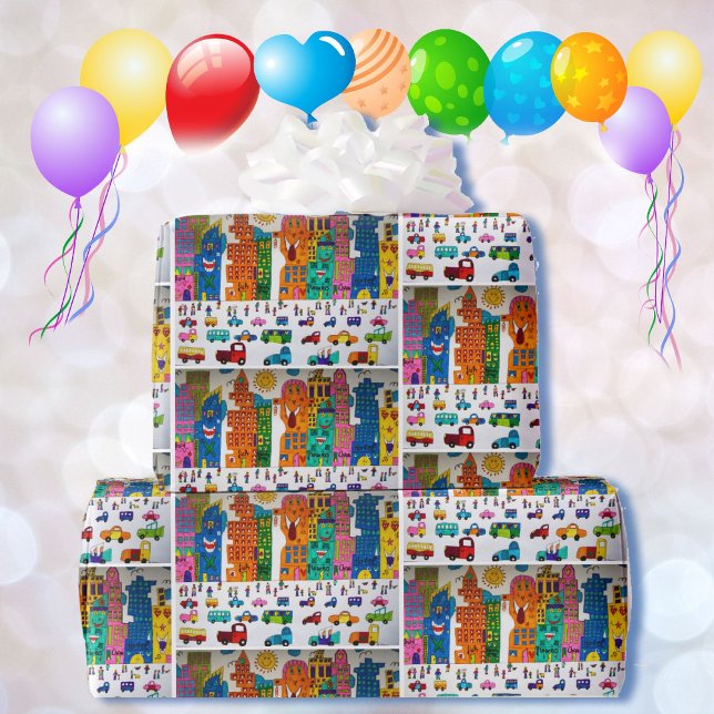 Papier Cadeau Dessin d'anniversaire de votre enfant (Créateur téléchargé)