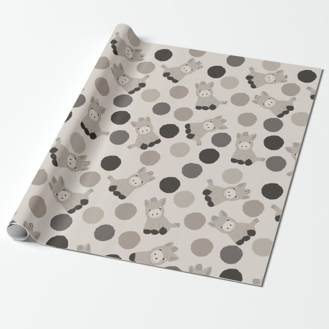 Papier Cadeau Dessin de bébé ânes à motifs (Déroulé)