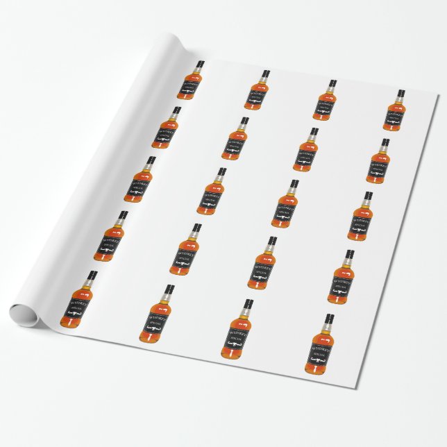 Papier Cadeau Dessin de bouteille de whiskey d'isolement sur (Déroulé)