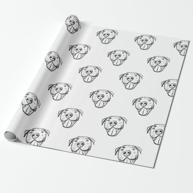 Papier Cadeau dessin de bulle simple amoureux de les chiens noir (Déroulé)