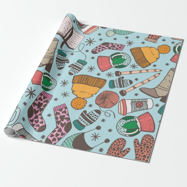 Papier Cadeau Dessin de doodle dessiné à la main, motif sans sou (Déroulé)