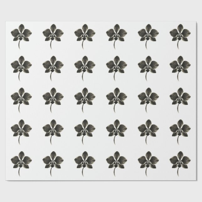 Papier Cadeau Dessin de la ligne orchidée - Papier à enveloppeme (Plat)