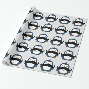 Papier Cadeau Dessin de Mustache Penguin