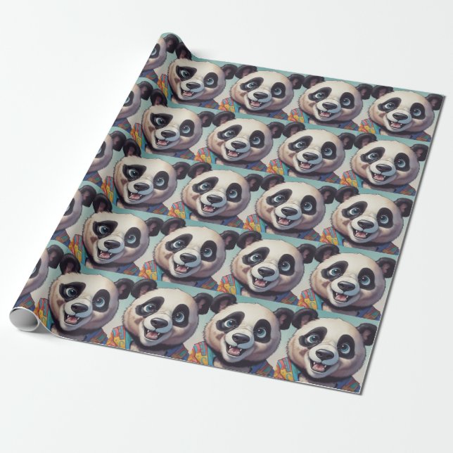 Papier Cadeau Dessin de Panda (Déroulé)