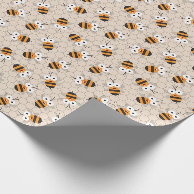 Papier Cadeau Dessin Drôle Miel Abeille Miel Motif (Coin)