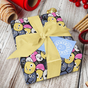 Papier Cadeau Dessin du monstre Doodle foncé