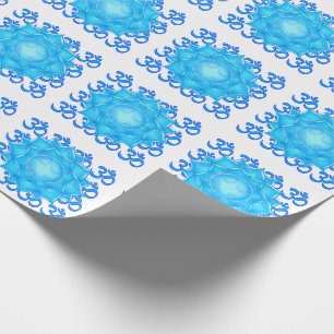 Papier Cadeau Dessin Fleur Lotus De Verre Bleu Avec Motif Om