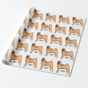 Papier Cadeau dessin humoristique chinois de chien Shar-Pei