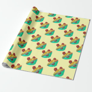 Papier Cadeau Dessin humoristique spaghetti meatballs art