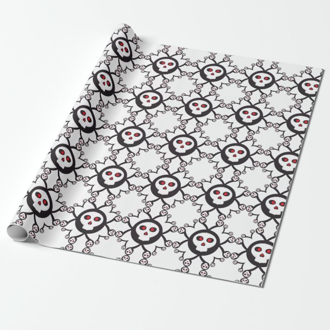 Papier Cadeau dessin mignon du crâne d'araignée (Déroulé)