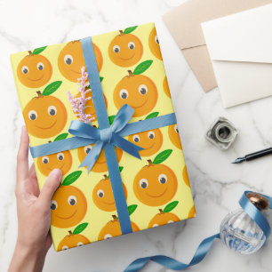 Papier Cadeau Dessin orange de dessin animé mignon