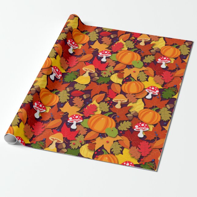 Papier Cadeau Dessin sur le sol de la forêt d'automne (Déroulé)