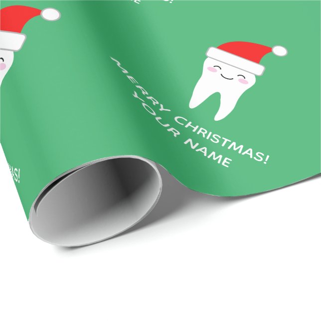 Papier Cadeau Dessin sur les dents de Père Noël (Coin rond)