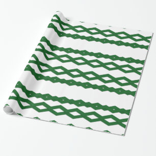 Papier Cadeau Dessin Zigzag Vert et Blanc