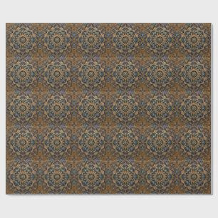 Papier Cadeau Dessous de verre en pierre mandala bleu rustique  