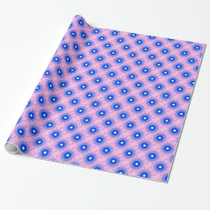Papier Cadeau dessus de pissenlit bleu sur papier rose