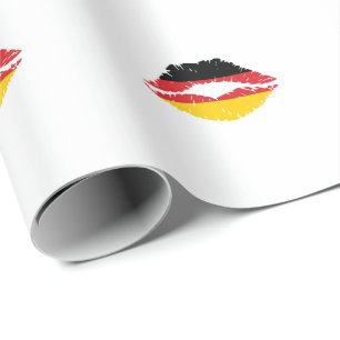 Papier Cadeau Deutschland Mund mit Flagge