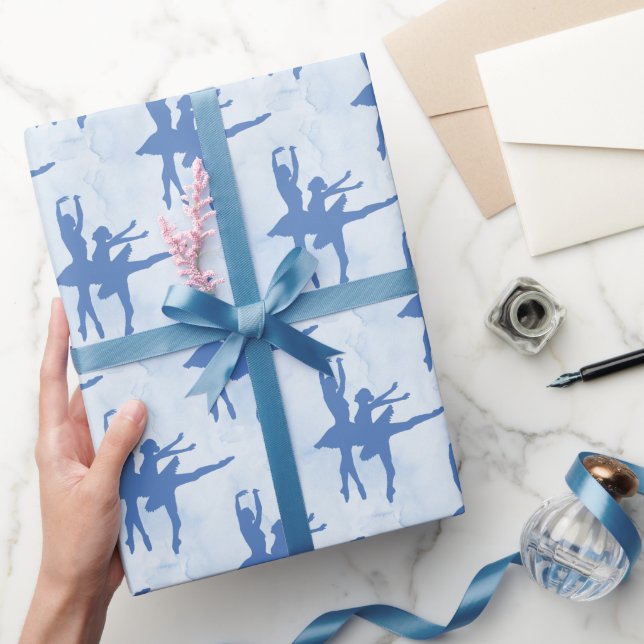 Papier Cadeau Deux Ballerinas Bleu Toutes les occasions (Cadeaux)