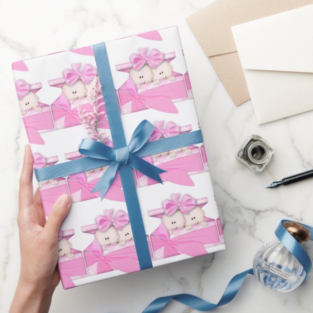 Papier Cadeau Deux bébés filles en papier d'emballage actuel (Cadeaux)