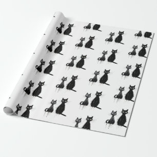 Papier Cadeau Deux chats noirs
