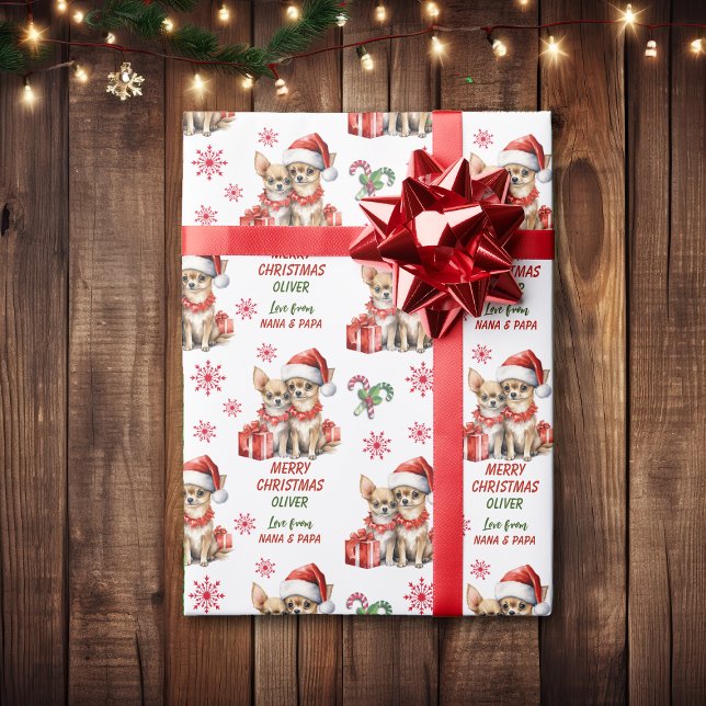 Papier Cadeau Deux Chiens Chihuahua Noël (Créateur téléchargé)