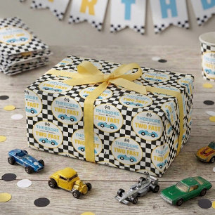 Papier Cadeau Deux courses de voitures rapides Fête d'anniversai