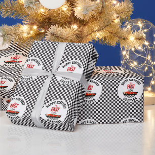 Papier Cadeau Deux Fast Race Car Boy 2e fête d'anniversaire
