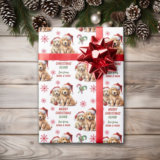 Papier Cadeau Deux Marionnettes d'or Noël (Créateur téléchargé)