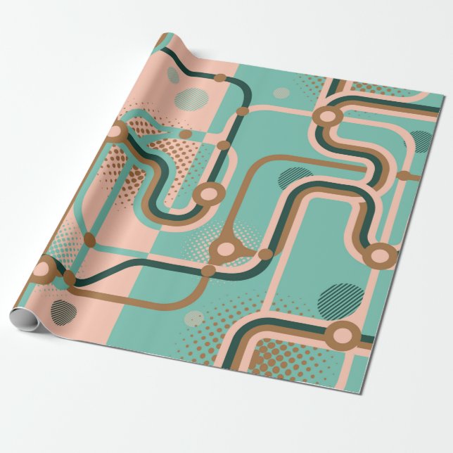 Papier Cadeau Deux motifs sans couture dans des couleurs différe (Déroulé)