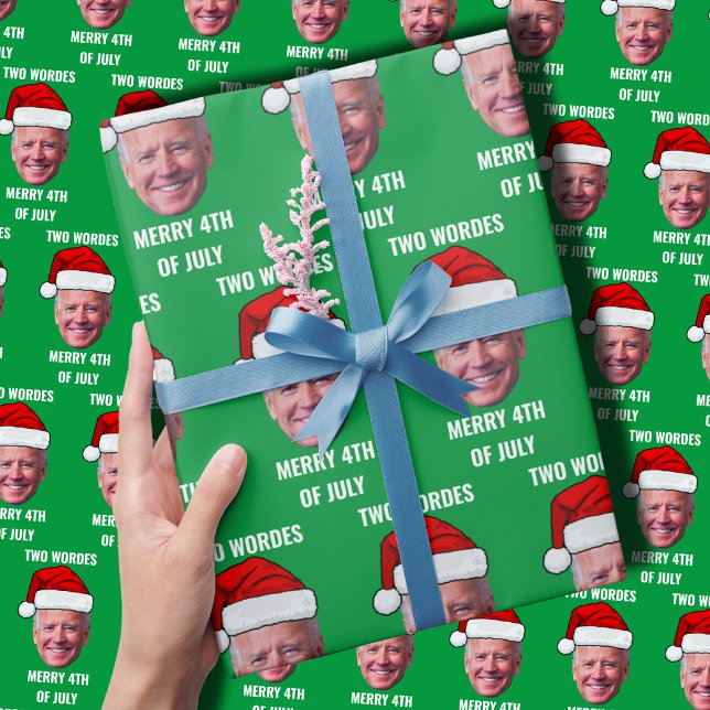 Papier Cadeau Deux mots Joyeux 4 juillet Joe Biden Noël (Créateur téléchargé)