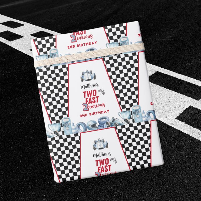 Papier Cadeau Deux Rapide 2ème anniversaire Garçon Voiture de Co (Créateur téléchargé)