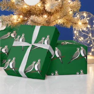 Papier Cadeau Deux tourterelles Pochoir découpé Style Rétro 1