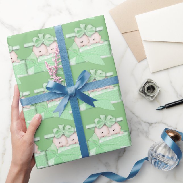 Papier Cadeau Deux unisex papier d'emballage bébé vert (Cadeaux)