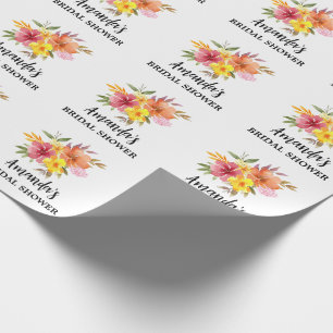 Papier Cadeau  Déversoir floral orange pour la douche de la mari