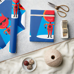 Papier Cadeau Devil Superhero caractère gras rouge et bleu