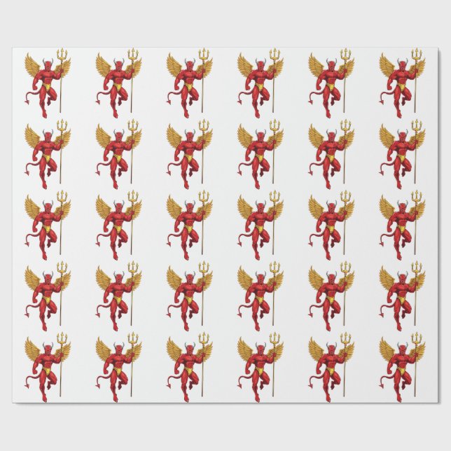Papier Cadeau Diable avec trident (Plat)