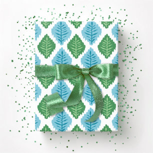 Papier Cadeau Diamant feuille à coquille en vert et aigue-marine