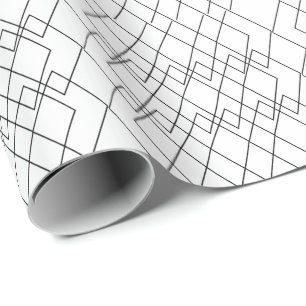 Papier Cadeau Diamant géométrique noir et blanc
