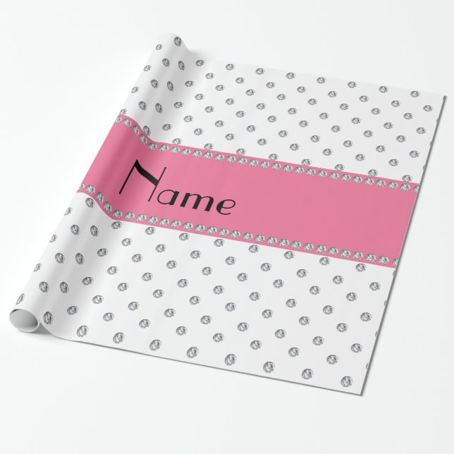 Papier Cadeau Diamants blancs nommés personnalisés (Déroulé)