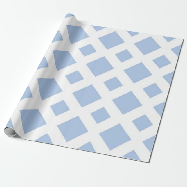 Papier Cadeau Diamants bleu clair sur blanc (Déroulé)