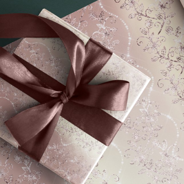 Papier Cadeau Diamants brillants Blush Pearl Argent Rose Or (Sparkly Diamonds Blush Pearl Silver Pink Rose Gold Wrapping Paper)