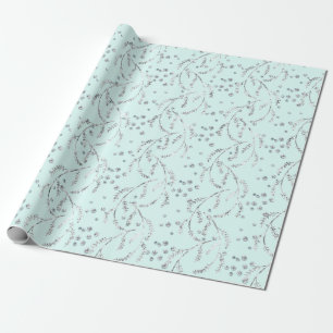 Papier Cadeau Diamants d'argent de Laurel, pastel aquatique péti