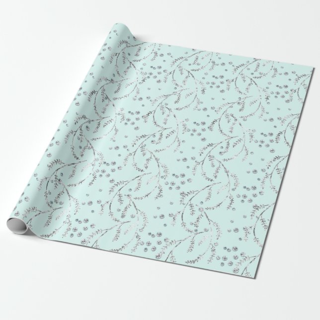 Papier Cadeau Diamants d'argent de Laurel, pastel aquatique péti (Déroulé)