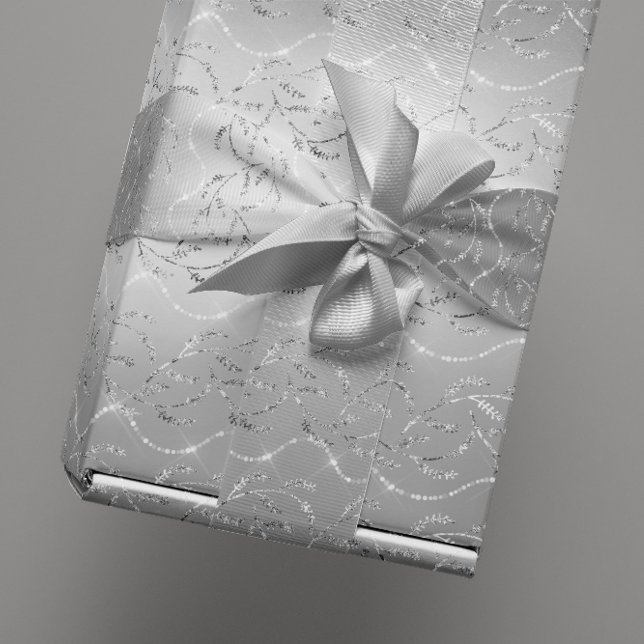Papier Cadeau Diamants d'argent floral Sparkly Confetti Laurel (Sparkly Confetti Laurel Floral Silver Diamonds Wrapping Paper)