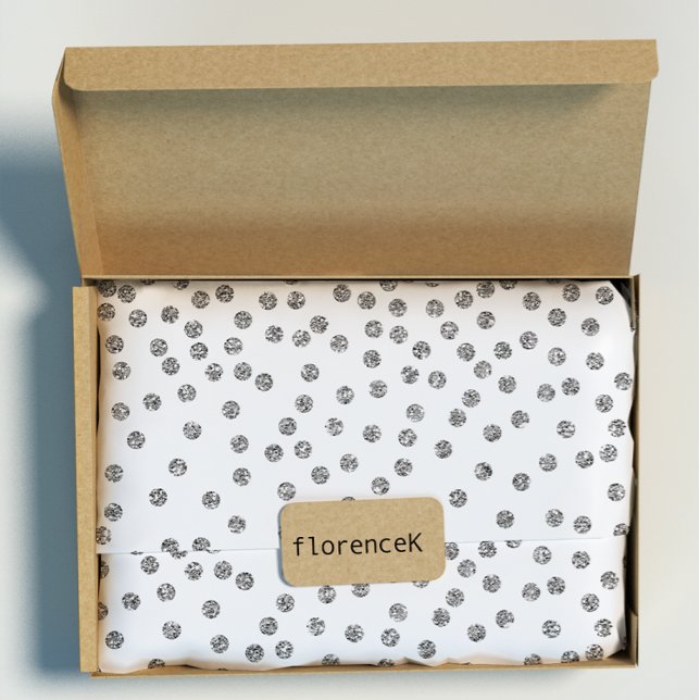 Papier Cadeau Diamants de Parties scintillant d'argent Points Co (Silver Glitter Diamonds Dots Confetti White Wrapping Paper)